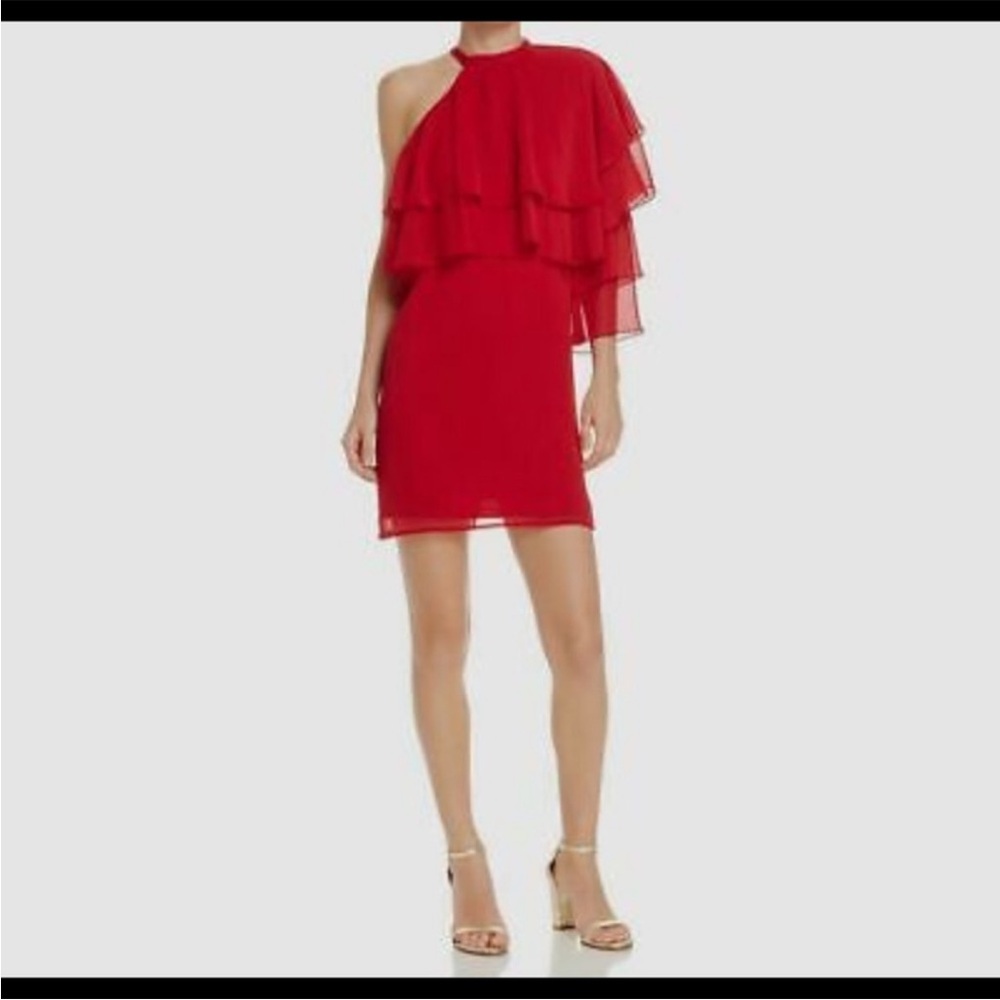 Wayf Vibrant‎ Red One-Shoulder Dress